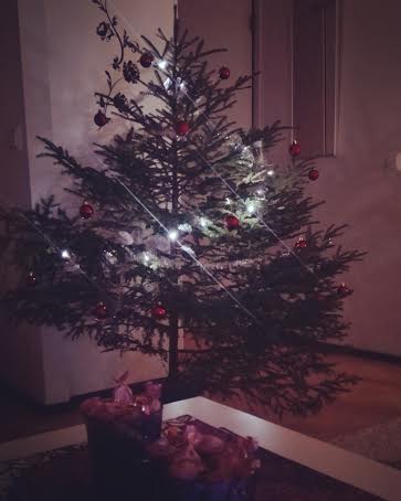 Ihan ite jouluhössötin ja hain metistä kuusen itelleni ja annoin sen olla melkein viikon ilman koristeita tuossa noin. Koristelin sit ku oli aikaa :)